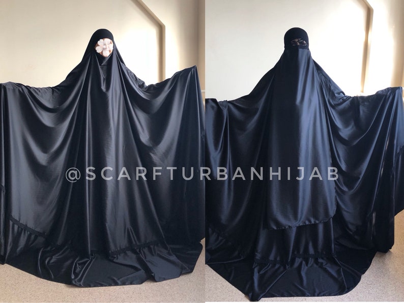 Black long burqa, Muslim noir niqab , islamic hijab , hajjie clothing, long jilbab image 1