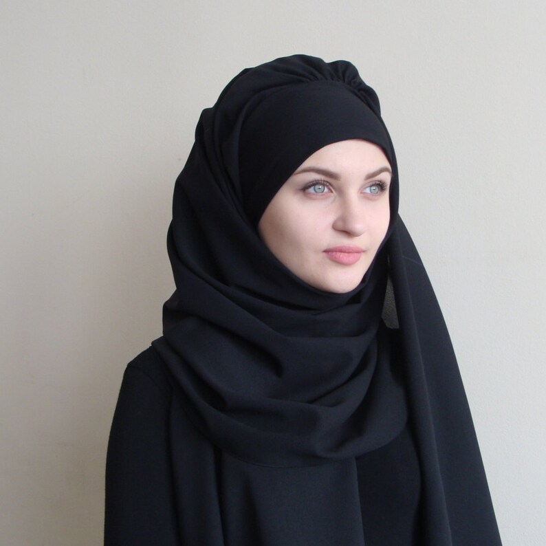 Stylish BlackTurban Hijab  ready  to wear  hijab  Pret A 