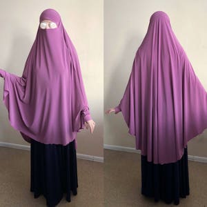 Lilac Khimar, Transformer hijab niqab , elegant jilbab ,traditional hijab, ready to wear hijab, prayer scarf, long hijab burqa