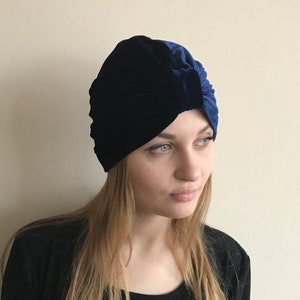 Turbante feminino de veludo, chapéu turbante completo, faixa de cabeça elástica de inverno, turbante de leite, turbante boho, chapéu vintage
