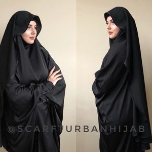 Black Crepe chiffon veil, Muslim clothing, hijab