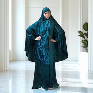 Emerald Velvet Jilbab Suit, Transformer Khimar Niqab, Islamic Dress