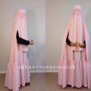Pink Afghan burqa cape, traditional chador, full niqab , lace nikab, burka
