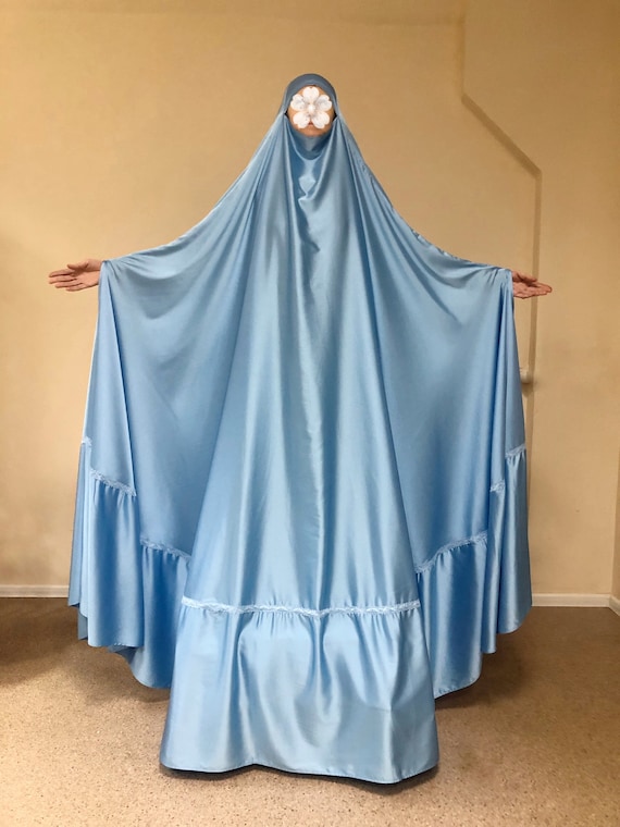 Sky blue long burqa, Muslim niqab , islamic hijab , hajjie clothing, long jilbab Sky blue long burqa, Muslim niqab , islamic hijab , hajjie clothing, long jilbab