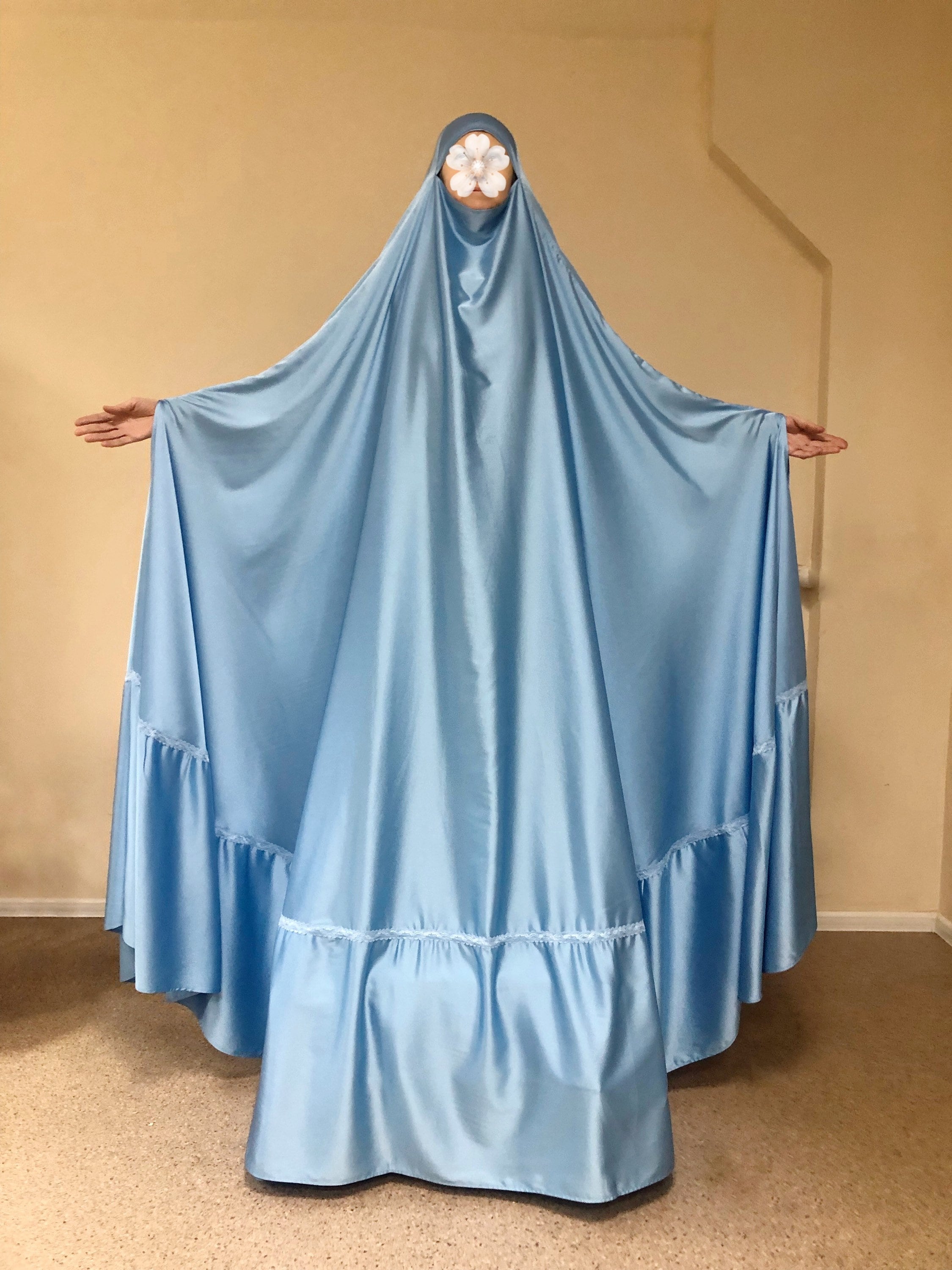 Sky Blue Long Burqa Muslim Niqab Islamic Hijab Hajjie
