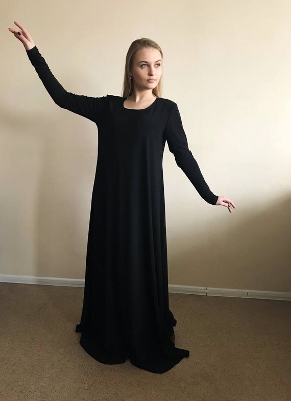 Black Maxi Dress Casual Abaya Oversize Long Sleeve Dress | Etsy Canada