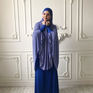 Transformer Blue and White Khimar, Houndstooth Jilbab Hijab, Nikab ...