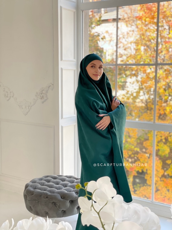 Khimar en daim emeraude elegant jilbab vert fonce pret a porter un long hijab avec jupe cadeau islamique robe musulmane Etsy Canada