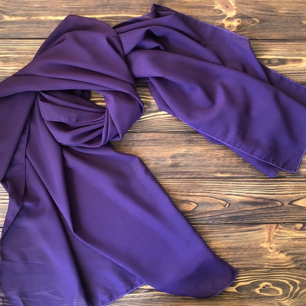 Purple long scarf, elegant chiffon scarf, hijab, islamic gift, catholic veil