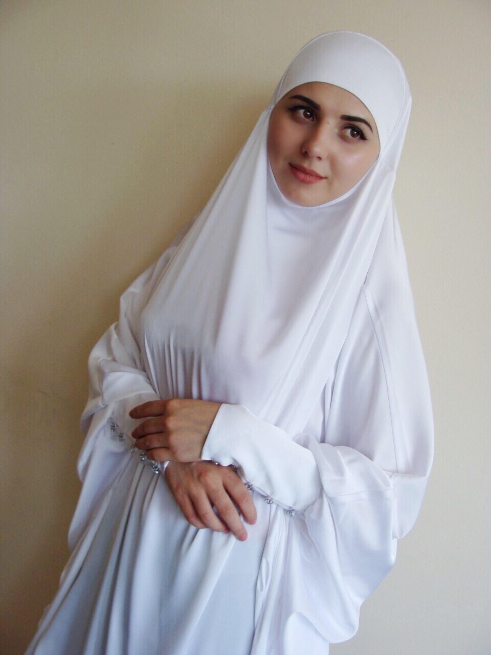 White Silk Khimar Muslim Dress Wedding Burqadubai Abaya | Etsy