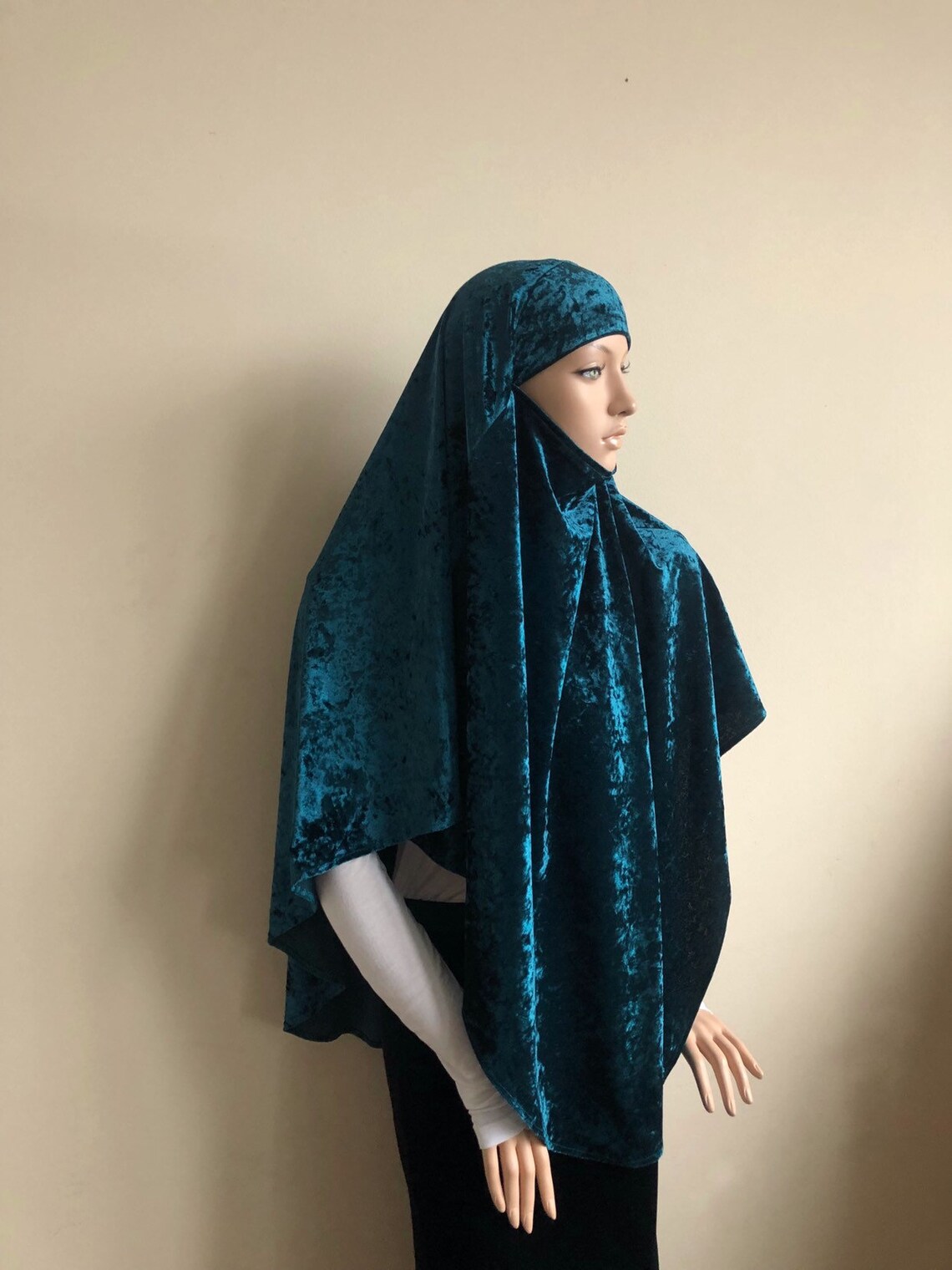Light blue color traditional hijab, tie khimar, 1 piece ready  to wear jilbab, muslim stylish clothing, islam gift, burqa main image 0
