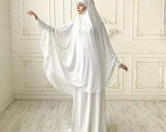 Jersey Milk Khimar Jilbab Suit, Niqab Muslim Dress, Ready to Wear
