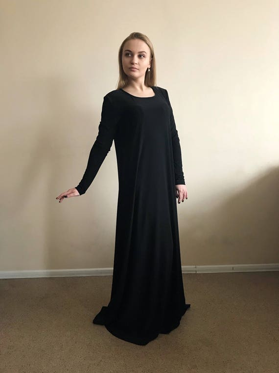 Black Maxi Dress Casual Abaya Oversize Long Sleeve Dress | Etsy Canada