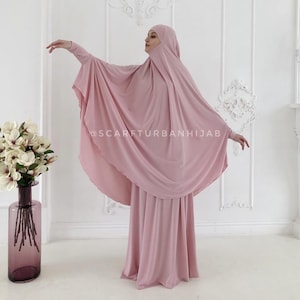 Blush Pink Jersey Khimar Niqab, Traditioneller Islamischer Hijab