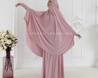 Blush Pink Jersey Khimar Niqab, Traditional Islamic Hijab