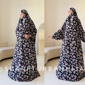 Elegant Floral Print Full-Length jilbab - Comfortable Muslim Attire, summer khimar