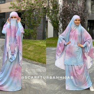 Exclusieve print Khimar niqab transformator, elegante traditionele hijab, klaar om lange hijab met rok, islamitische gift, moslim jurk abaya te dragen
