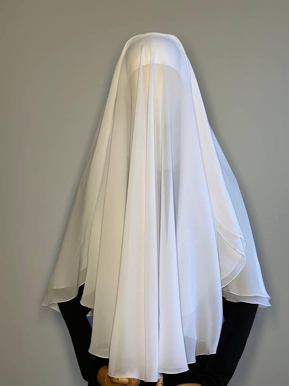 White luxury chiffon layers veil, bridal niqab burqa, elegant modesty