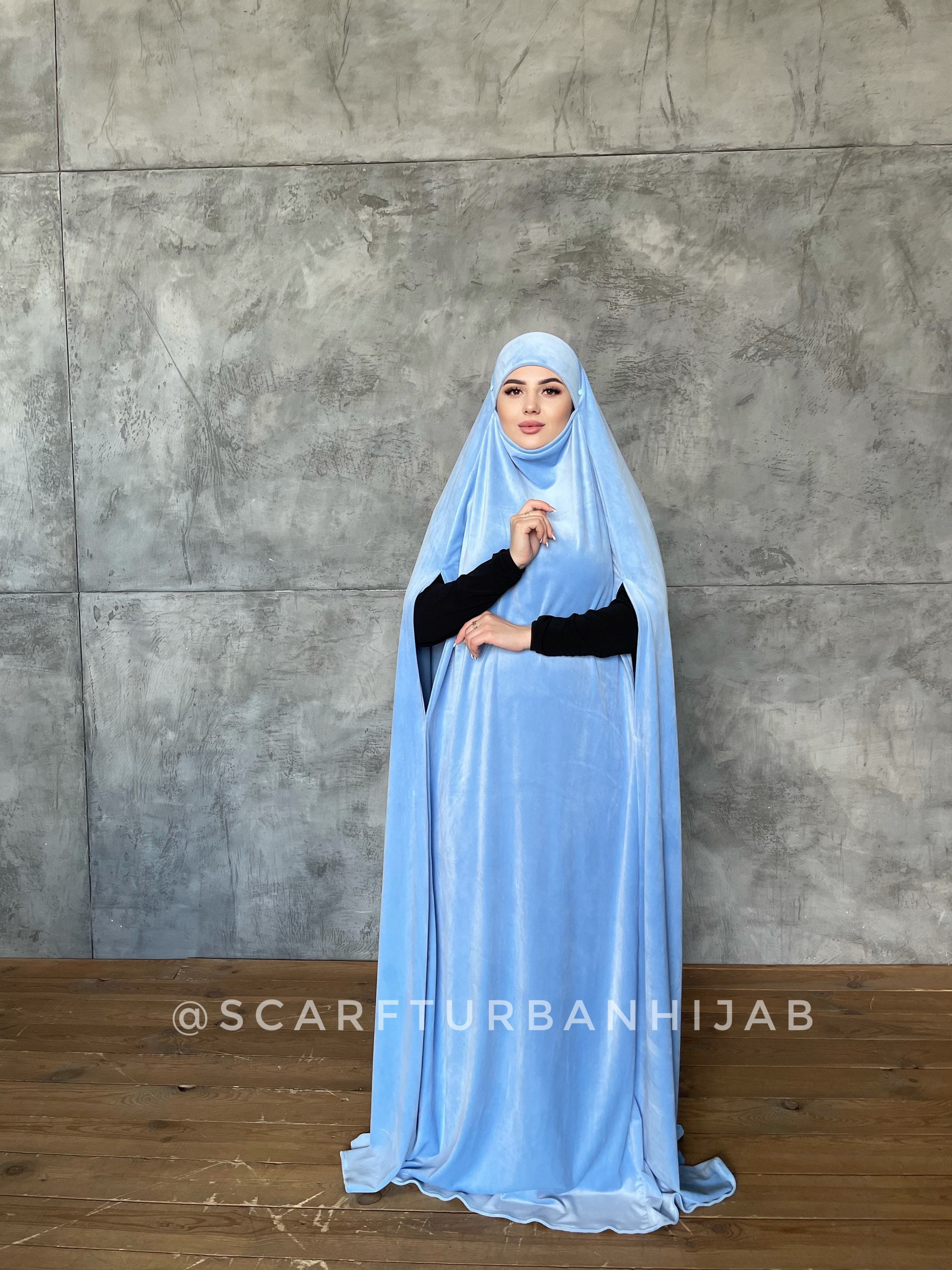 Buy Warm Blue Afghan Burqa Plush Velour Khimar Cape Niqab Full Online in India image