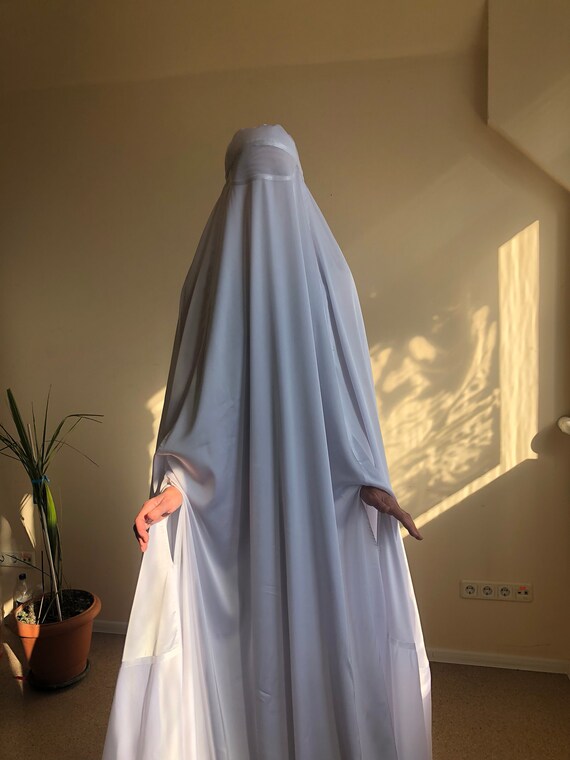 Weisse Afghanische Burka Seide Khimar Umhang Niqab Voller Etsy