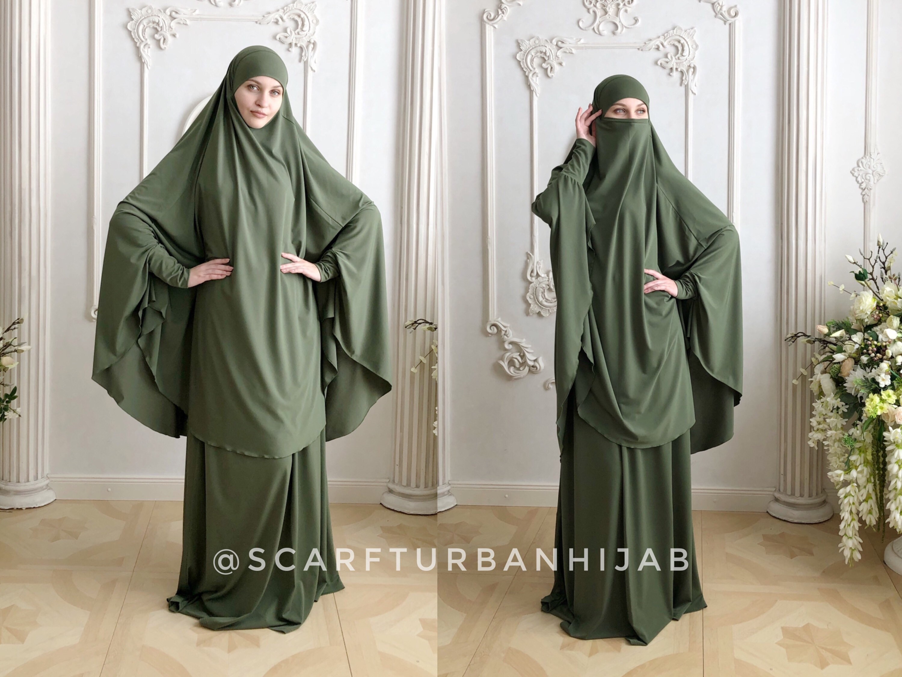 Dark Olive Khimar Niqab Transformer Elegant Khaki Traditional - Etsy UK