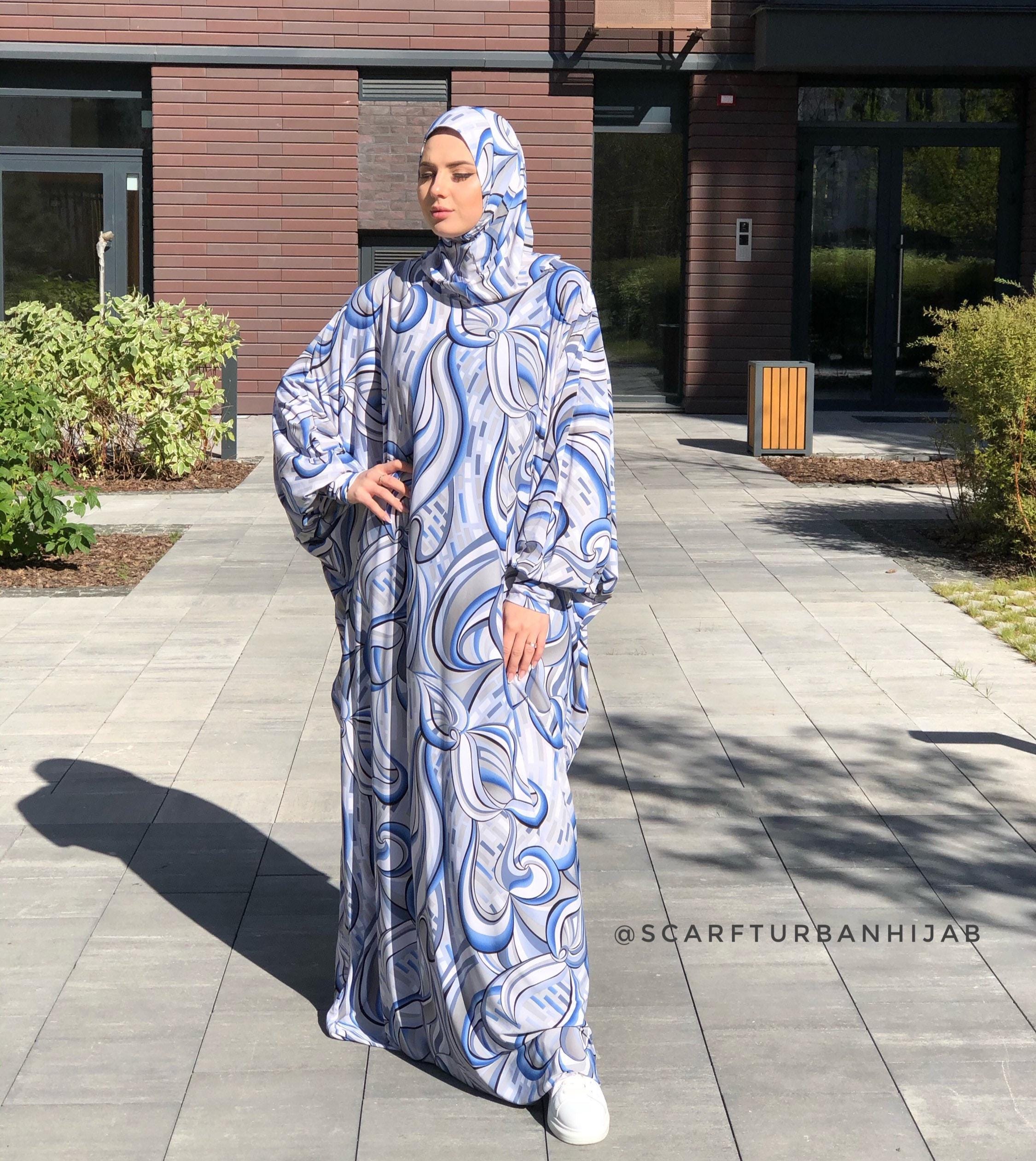 Paisley Jersey Maxi Dress, Attached Hijab, Plus Size Abaya - Etsy