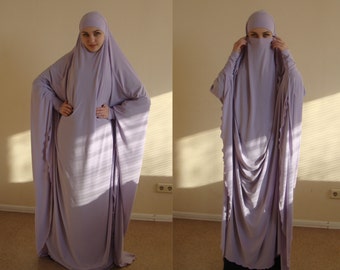 Transformer Lilac Khimar Maxi dress, Transformer Iris hijab, Purpal nikab,traditional hijab, ready to wear hijab, prayer Dress, Maxi Burqa