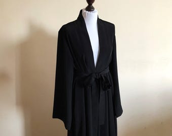 Black casual abaya, kimono cardigan, Muslim dress, wiccan fashion, witch look, evening outfit