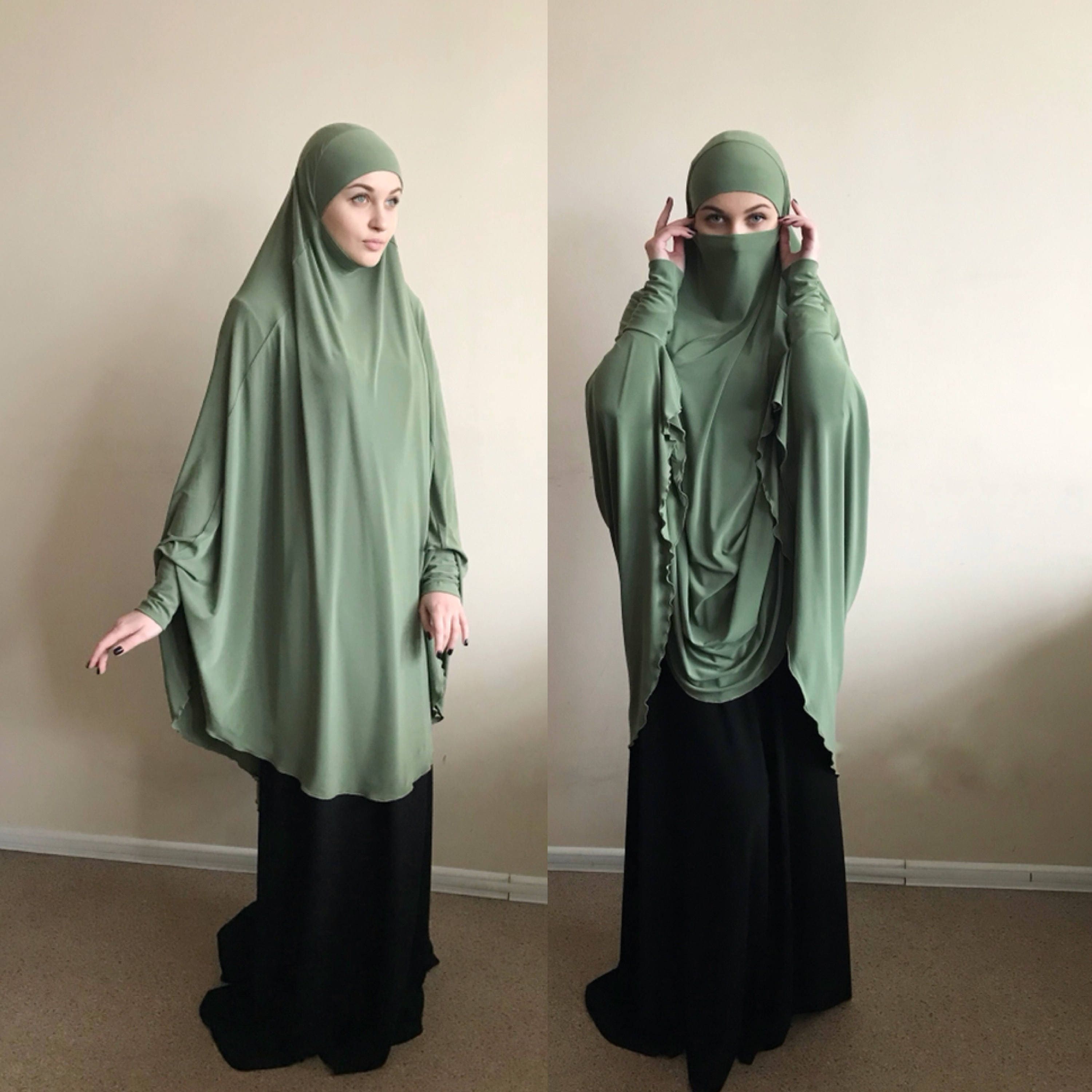 Transformer Olive Color Khimar Niqab Burqa Olive Niqab