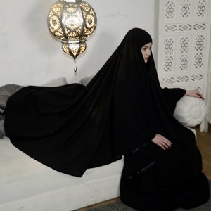 Transformer Black Khimar, Modern Burqa, Black Burka, Muslim Cape,ready to wear hijab, long hijab, Muslim kimono, Oversize Khimar