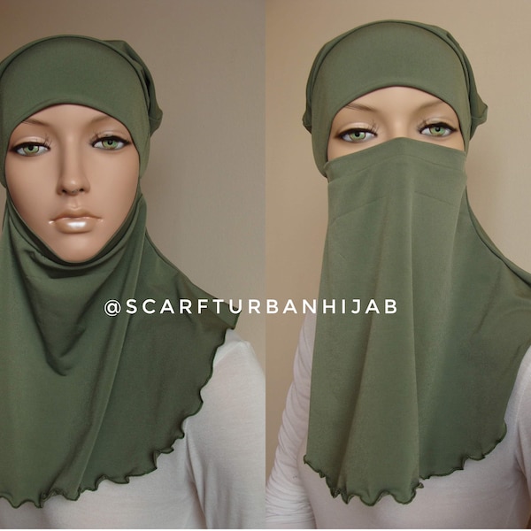 Khaki Under hijab transformer to niqab , Hijab cover, Underscarf,Hijab cap, Muslim clothing