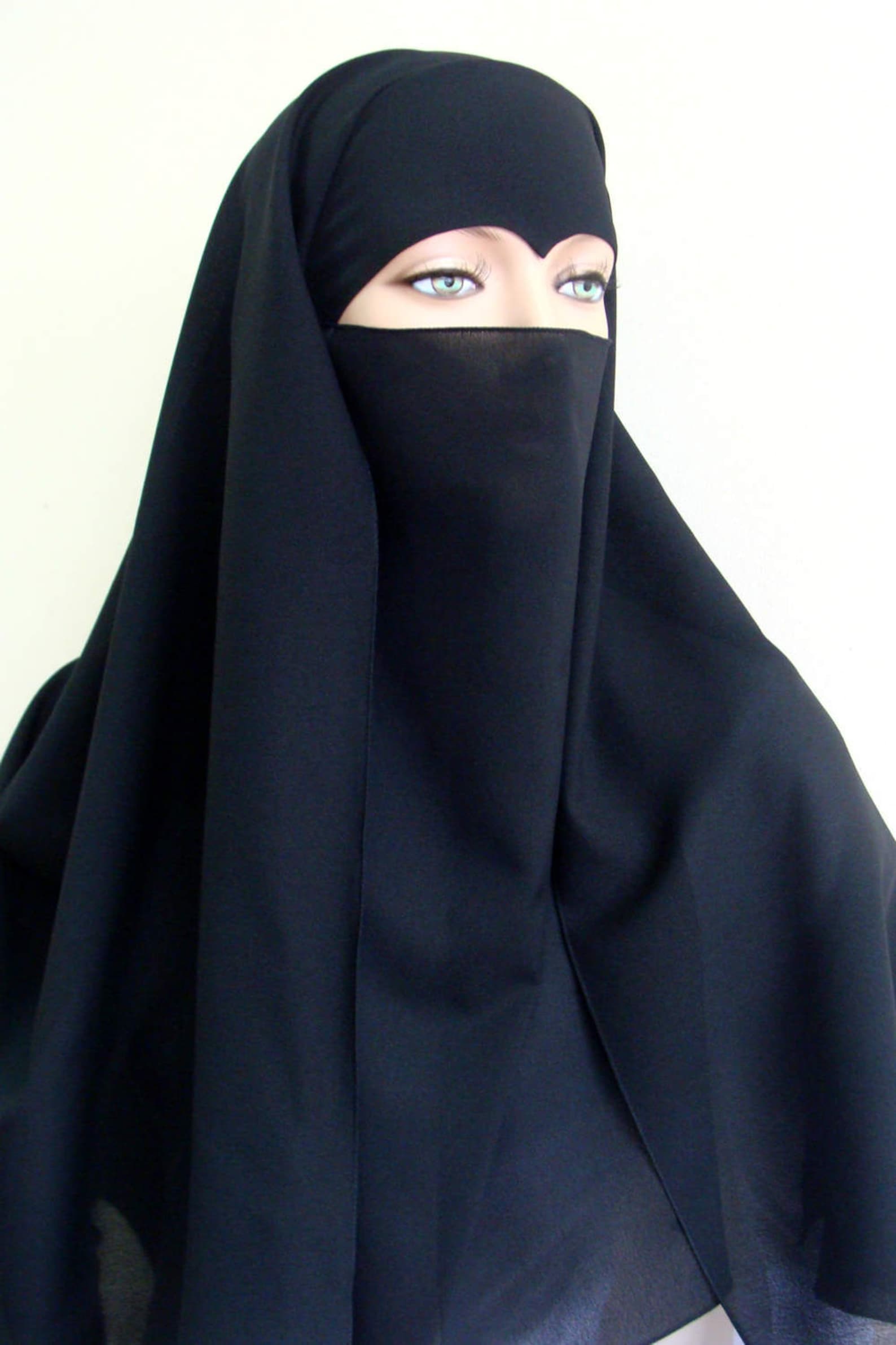 Black Niqab Traditional Niqabblack Burqa Black Hijab Blsck Etsy