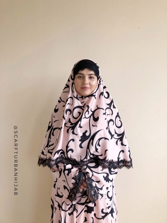 Black and Pink Silk Elegant Dress Lace Abaya Stylish Hijab Modesty Clothing Etsy Australia
