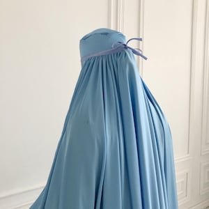 Sky Blue Afghan burqa, silk khimar cape, niqab, full long hijab image 7