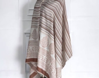 Woven merino wool shawl, Palatine beige-brown Kani pashmina, hijab for all seasons, Himalayan shawl, spiritual clothing, Islamic gift