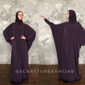 Eggplant Prayer dress, Farasha purple Caftan, Khimar dress, Muslim dress, Plus Size dress,abaya Maxi Dress,Modern hijab, Burqa, Namaz