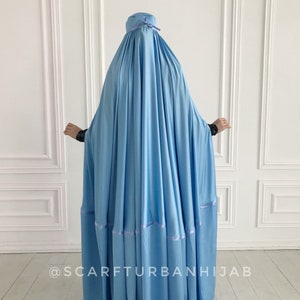 Sky Blue Afghan burqa, silk khimar cape, niqab, full long hijab image 4