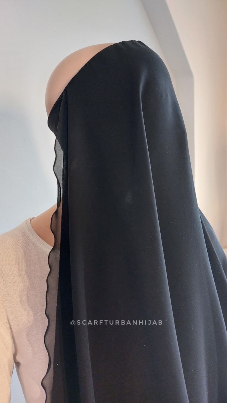 Black niqab burqa with veil, noir traditional burqa, hajji burka hijab, arabic headdress, face covering,chador image 7