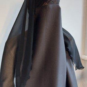 Black niqab burqa with veil, noir traditional burqa, hajji burka hijab, arabic headdress, face covering,chador image 6