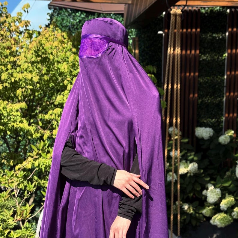 Eggplant Color Silk Afghan Burqa Cape, Full Niqab Veil, Saudi Abaya - Etsy