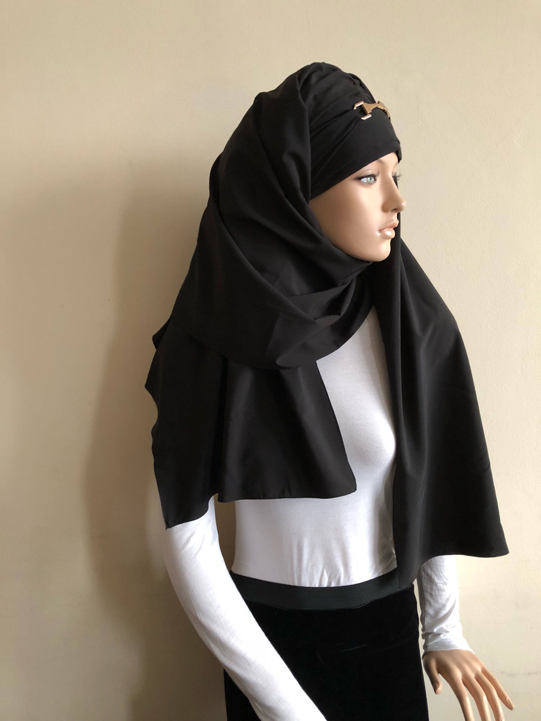 Stylish black Hijab  ready  to wear  hijab  tie hijab  Scarf Etsy