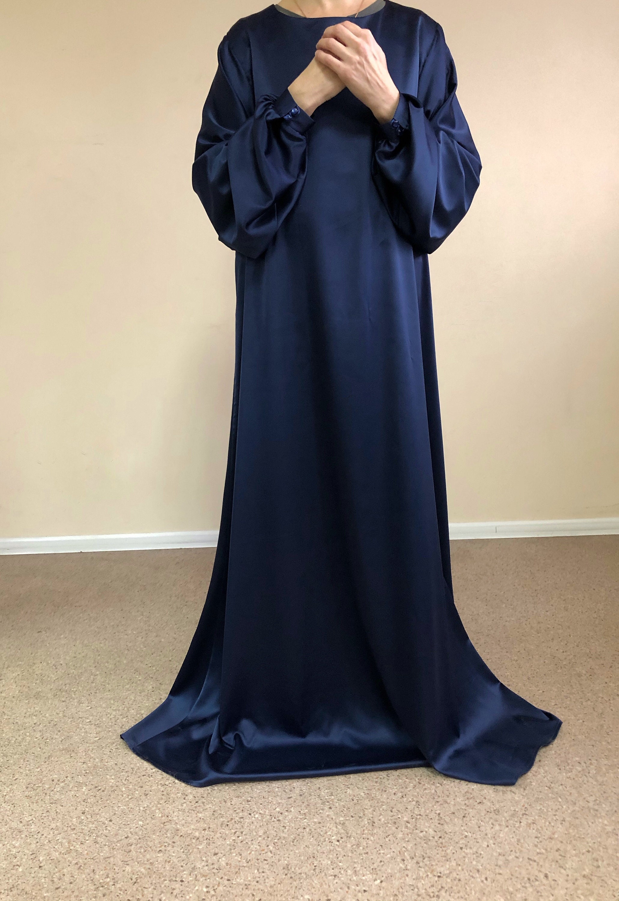 Elegant Burqa Suit Silk Satin Muslim Dress Wide Long Khimar Etsy