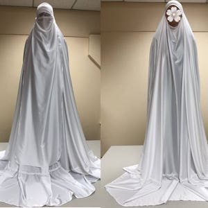 White long burqa, Muslim niqab , wedding hijab , hajjie clothing, long jilbab
