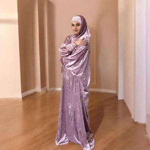 Bohemian pink velvet Maxi Dress Plus Size, muslim Prayer dress, Dubai abaya Caftan, Boho dress, islamic clothing, Modern hijab Burqa