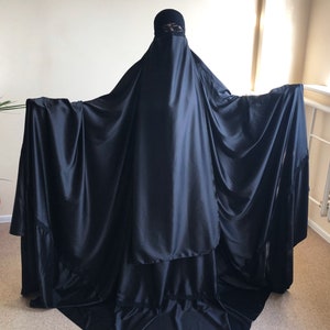 Black long burqa, Muslim noir niqab , islamic hijab , hajjie clothing, long jilbab image 4