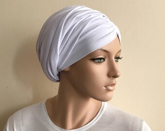 Vintage Gathered Fabric Turban Hat, off White 1960s by Emme  display picture 1