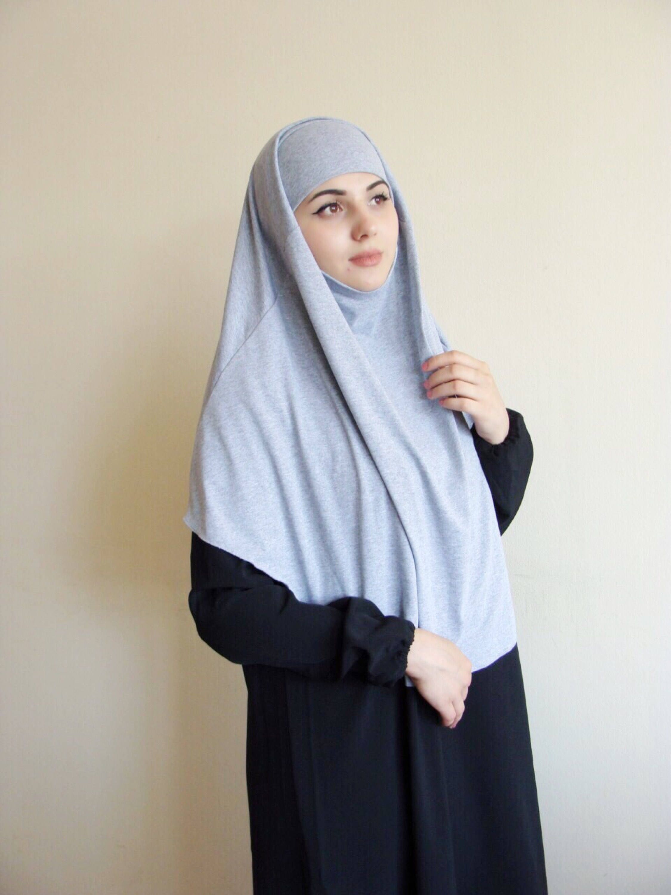 Grey Melange Tie Khimar Traditional Hijab 1 Piece Hijab Xxx Photo