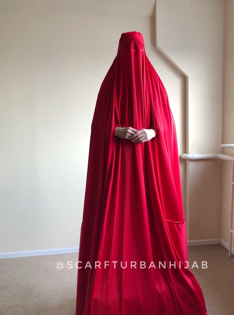 Red Afghan burqa silk khimar  cape  niqab full long  hijab Etsy