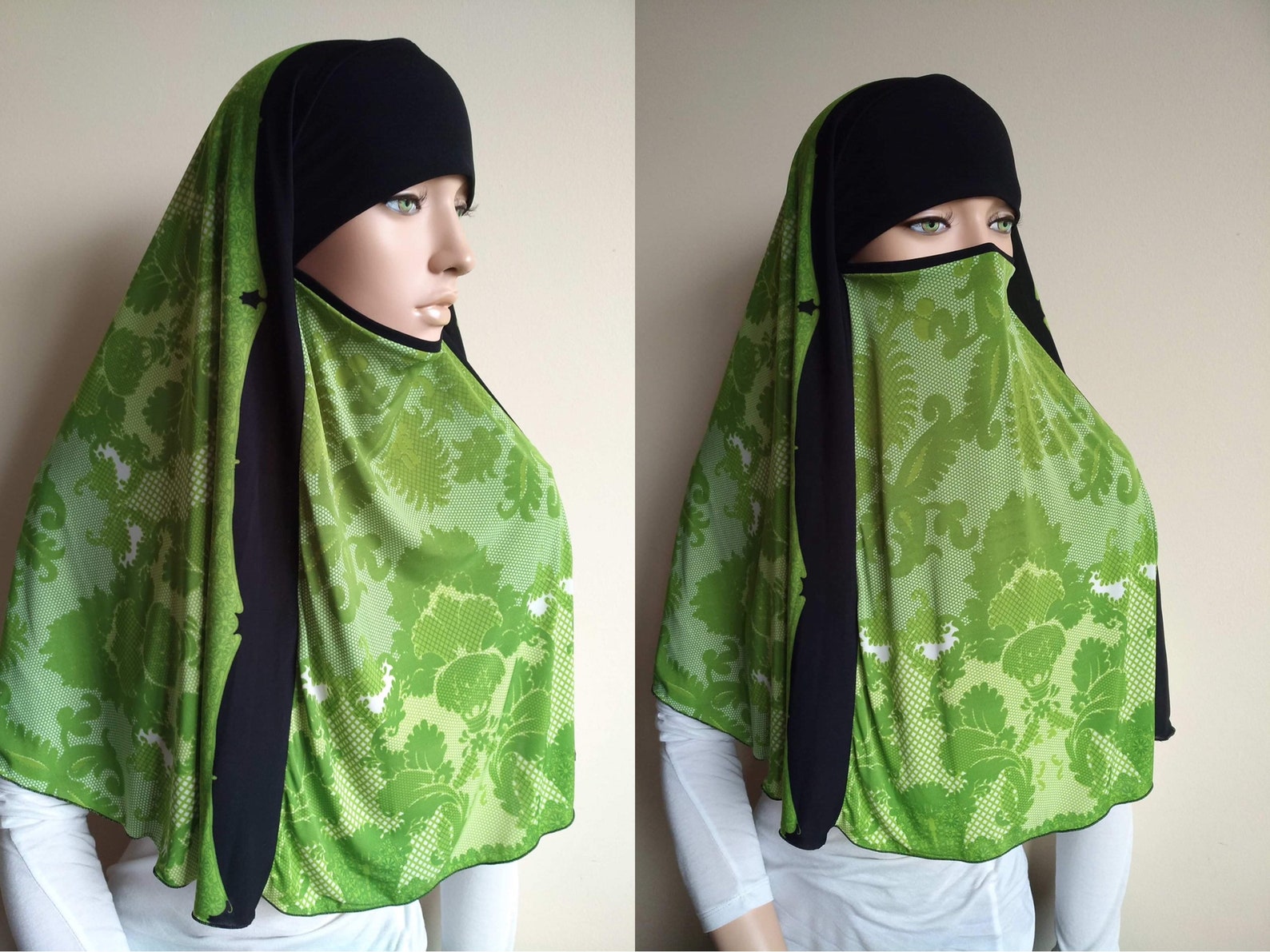 Green and Black Transformer Hijab Niqab Dark Red Niqab - Etsy