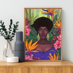 Black Girl Art Print, Afro Hair Art, Black Woman Art, Black Girl Hair Wall Art, Black Girl Art Digital Print, Digital Download Art